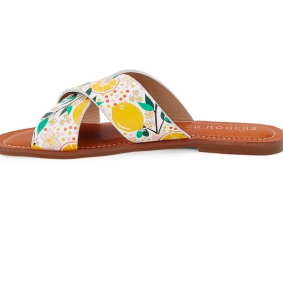 Jack Rogers Lemon Leather Crossover Sandals - size 7.5 - Picture 3 of 9